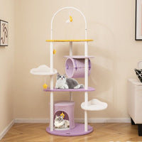 62 Inches Large Cat Tower with Metal Frame and Jumping Platforms - 7DAY'S