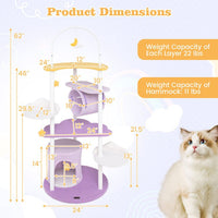 62 Inches Large Cat Tower with Metal Frame and Jumping Platforms - 7DAY'S