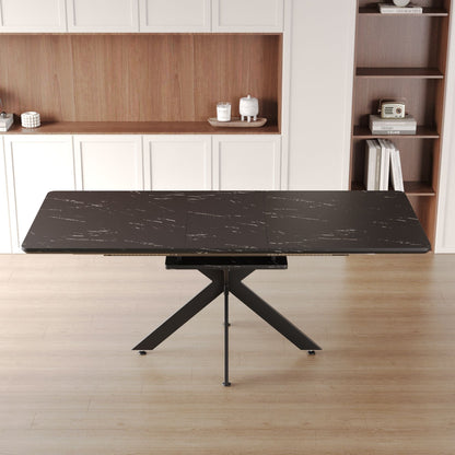 62.4" extendable 78.15" dining Table Set for 6 - 8 Person for Dining Room,C - shaped Tube Soft padded armless dining chair and Very large Dining Room Table Kitchen Table Chair Set with metal Legs - 7DAY'S