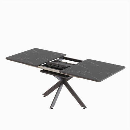 62.4" extendable 78.15" dining Table Set for 6 - 8 Person for Dining Room,C - shaped Tube Soft padded armless dining chair and Very large Dining Room Table Kitchen Table Chair Set with metal Legs - 7DAY'S