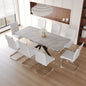 62.4" extendable 78.15" dining Table Set for 6 - 8 Person for Dining Room,C - shaped Tube Soft padded armless dining chair and Very large Dining Room Table Kitchen Table Chair Set with metal Legs - 7DAY'S