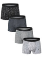 4 Pack European and American Size MEN'S FASHION Printed Boxer Underwear Comfortable Swimming Trunks Oversized Underwear Shorts - 7DAY'S