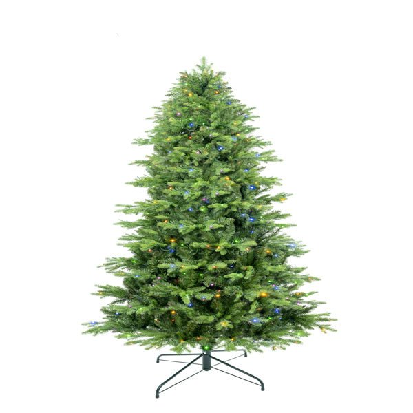 6.5ft Artificial Christmas Tree Prelit PE&PVC with Metal Stand,450 Bi - Colour LED Lights,1791 Branch Tips Green Everett Balsam Tree Easy Assembly for Indoor,Home 50 x 50 x 90 inches - 7DAY'S