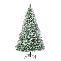 6ft Unlit Snow - Dusted Full Fir Artificial Christmas Tree with Realistic Branches, 61 Pine Cones and 800 Tips - 7DAY'S