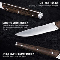 6Pcs Steak Knife Set Serrated Stainless Steel Utility with Wooden Handle for Home Dining Restaurant 5 inches serrated steak - 7DAY'S