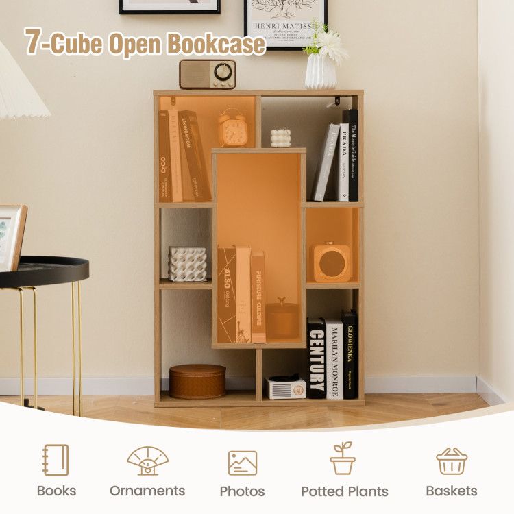 7 - Cube Geometric Bookshelf Modern Decorative Open Bookcase - 7DAY'S