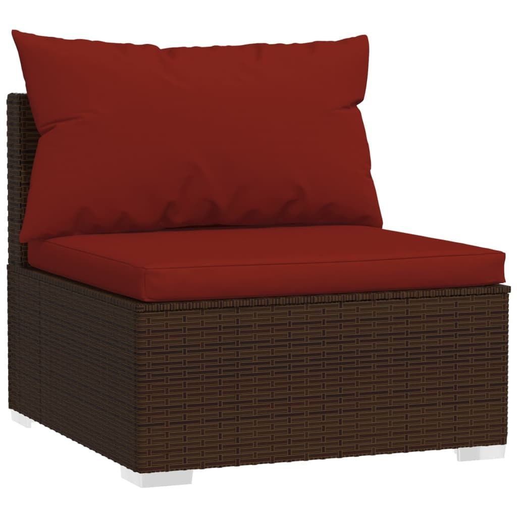 7 Piece Patio Lounge Set with Cushions Poly Rattan Brown - 7DAY'S