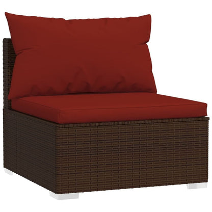 7 Piece Patio Lounge Set with Cushions Poly Rattan Brown - 7DAY'S
