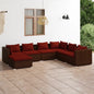 7 Piece Patio Lounge Set with Cushions Poly Rattan Brown - 7DAY'S