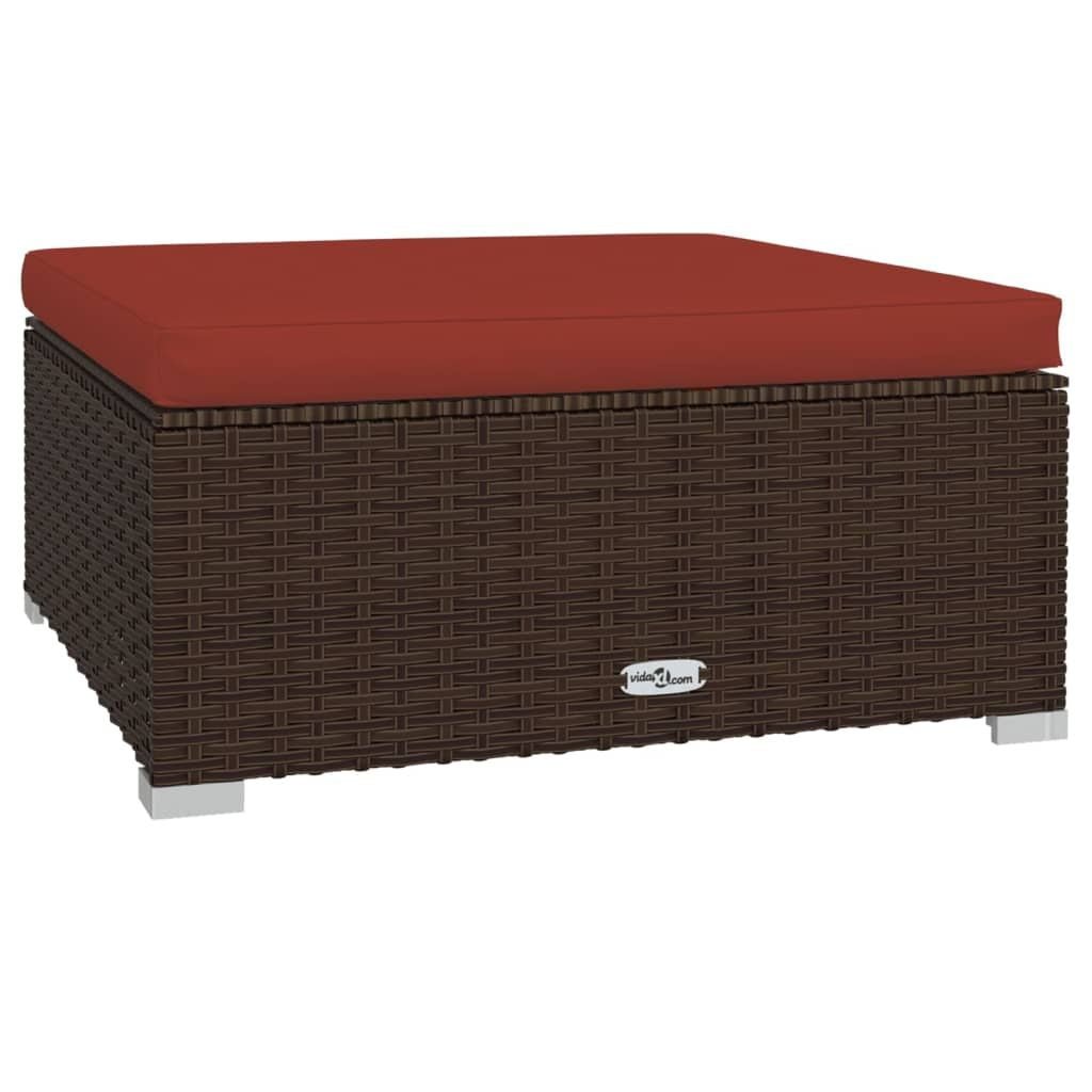 7 Piece Patio Lounge Set with Cushions Poly Rattan Brown - 7DAY'S
