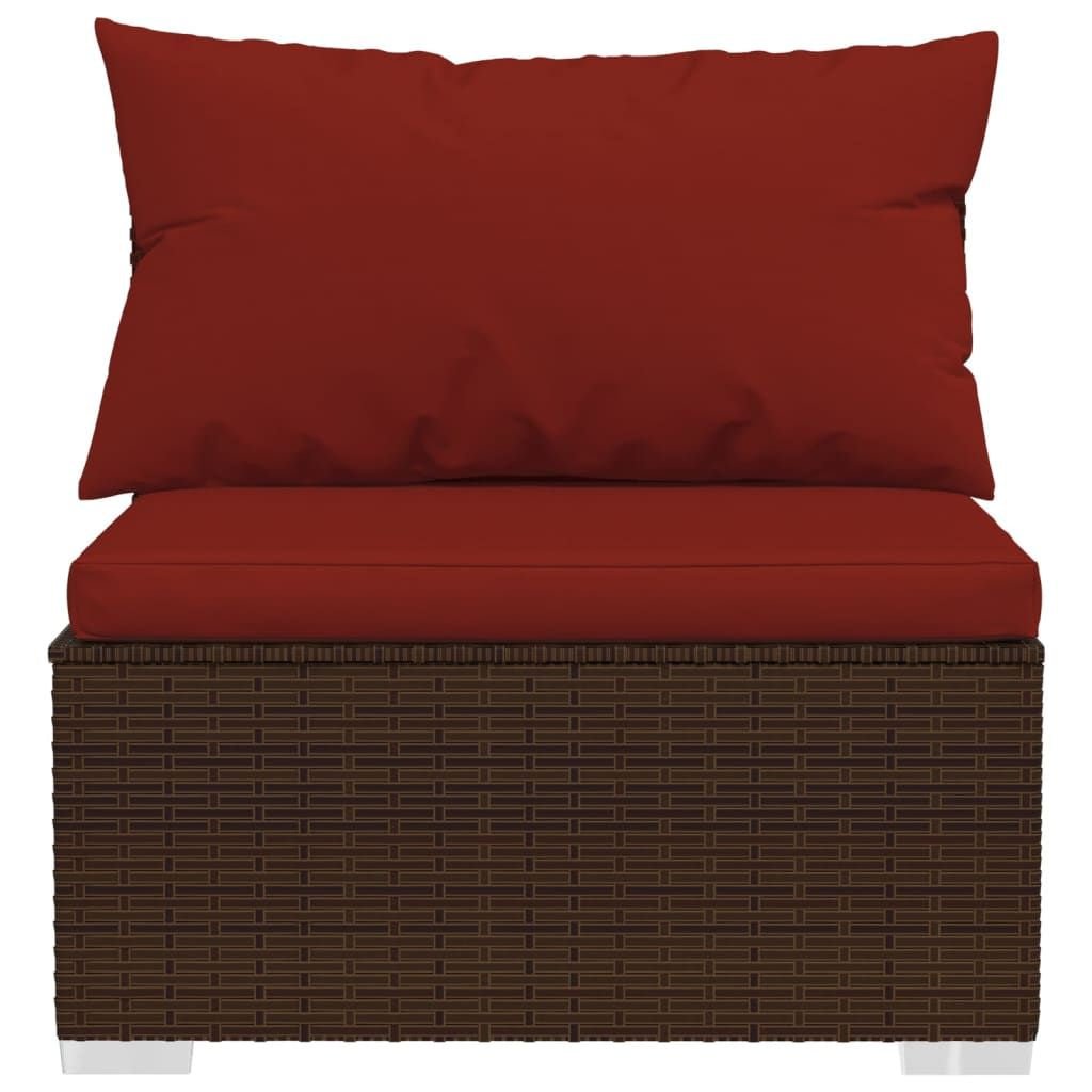 7 Piece Patio Lounge Set with Cushions Poly Rattan Brown - 7DAY'S