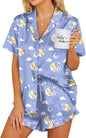 Ekouaer Womens Satin Pajamas Set Button Down 2 Piece Silk Pjs Shorts Set Ruffle Lingerie Notch Collar Sleepwear