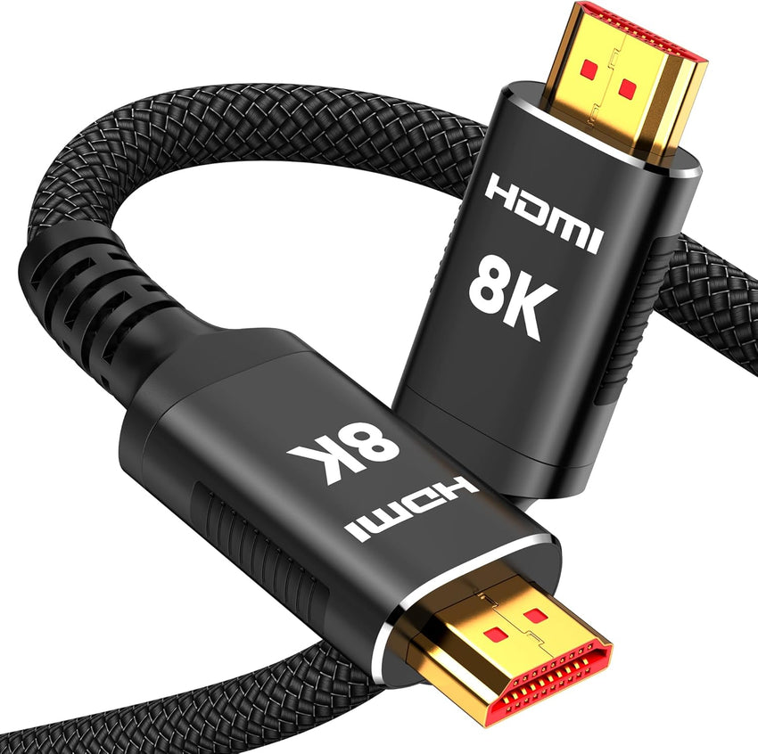 Snowkids 8K HDMI 2.1 Cable 3.3 ft, Non-Slip Nylon Braided, 48Gbps Ultra High-Speed HDMI Cables Cord, 10K 8K@60Hz, 4K@120Hz Compatible for TV/PS-5/X-box/Projector/Sound System & More