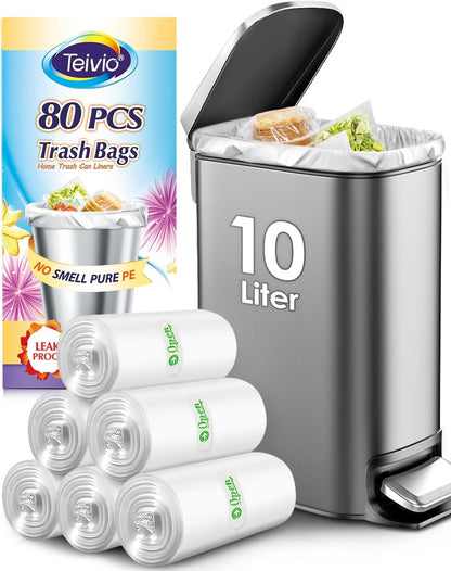 10 Gallon 200 Counts Extra Strong Trash Bags Tall Kitchen Garbage Bags by Teivio, 9 Gallon 10 Gallon,Bathroom Trash Can Bin Liners, Intended for Home,Plastic Bags for office kitchen Garden,Black