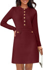 NENONA Women's 2025 Fall Sweater Dress Winter Long Sleeve Fashion Button Elegant Work Formal Cocktail Party Mini Dresses