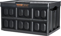 VEVOR 45L Collapsible Storage Bins with Lids 3 Packs, Stackable Utility Crates with Handles, Large Folding Containers for Organizing Tools, Snacks, Books, Food, Drinks, Camping & Transport