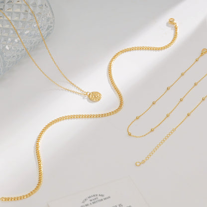 Layered Necklaces for Women, Dainty 14K Gold Plated Circle Peadant Chain Necklace Set Simple Paperclip Stacked Necklaces for Women Trendy Gold Jewelry