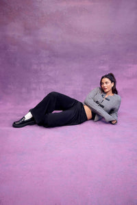 CIDER Cardigan Sweater for Women Round Neck Buckle Sweater Knitted Crop Top Long Sleeve Open Front Outerwear