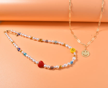 Natural Freshwater Pearl Fun Flirty Beaded Choker Necklace Handmade Summer Boho Jewlery Gifts for Women Teen