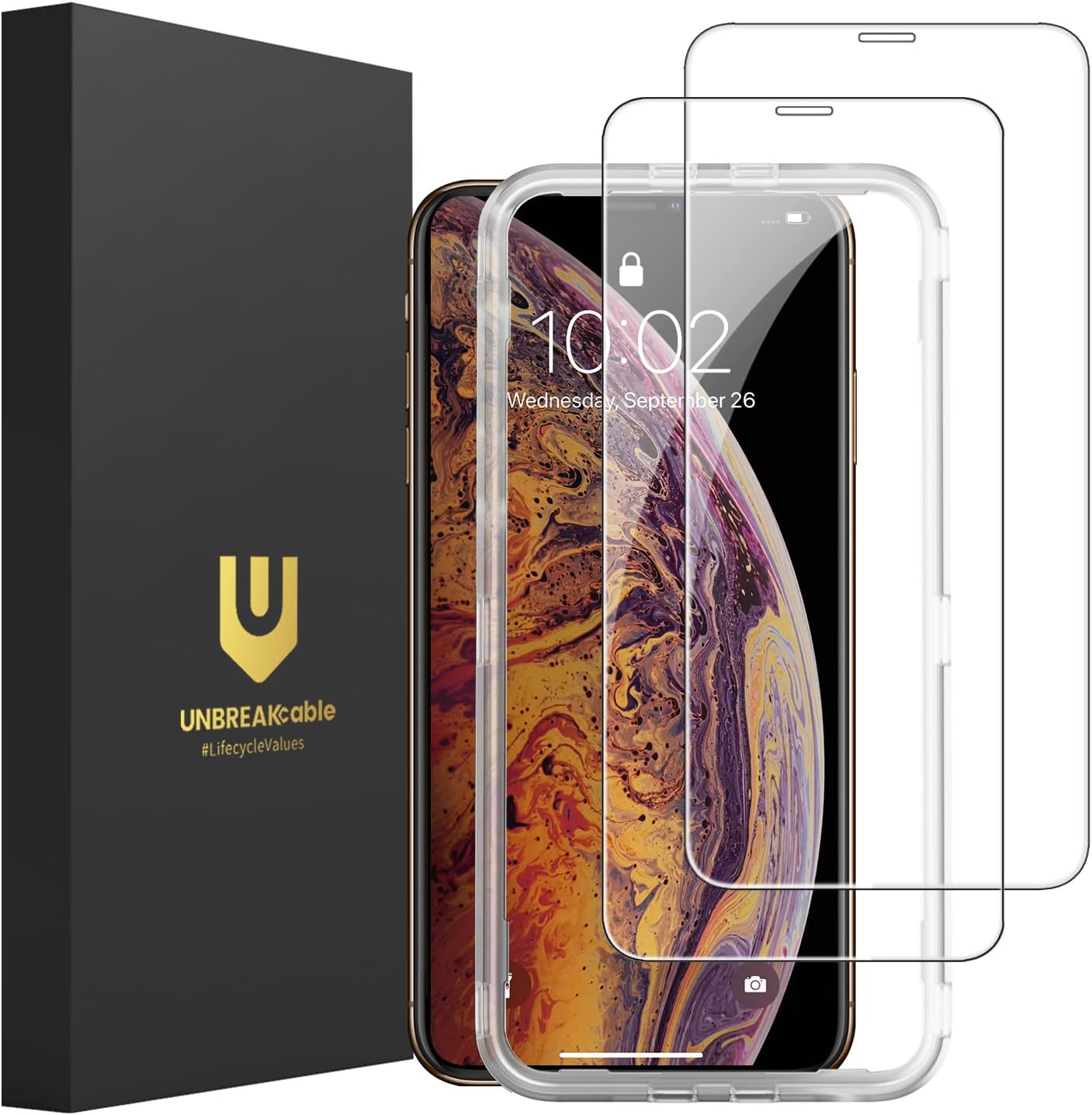 UNBREAKcable Shatterproof Tempered Glass Screen Protector for iPhone 12/12 Pro [2-Pack] [99.99% HD Clear] [Easy Installation Frame] [9H Hardness] [Full Coverage] [Bubble Free] for Apple 6.1''
