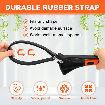 2-Piece Rubber Strap Adjustable Wrench Set Diameter 4" and 6", Oil Filter Pipe Jar Opener Strong Grip Plumbers Universal Spanner for Drain Sewer Cap Sink Pliers Nut Shower Head Valve Removal