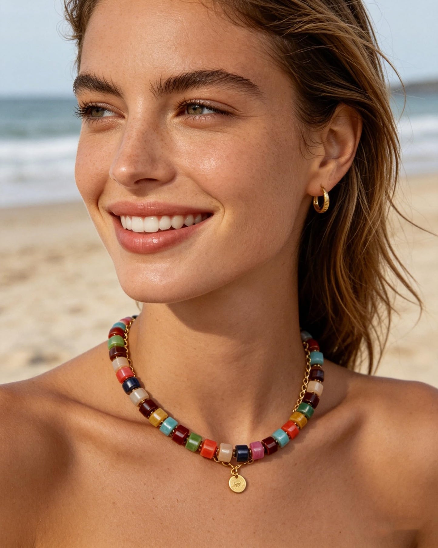 Chunky Beaded Statement Necklace for Women Trendy Colorful Boho Resin Bead Choker Necklaces Summer Handmade Jewelry Gifts Accessories