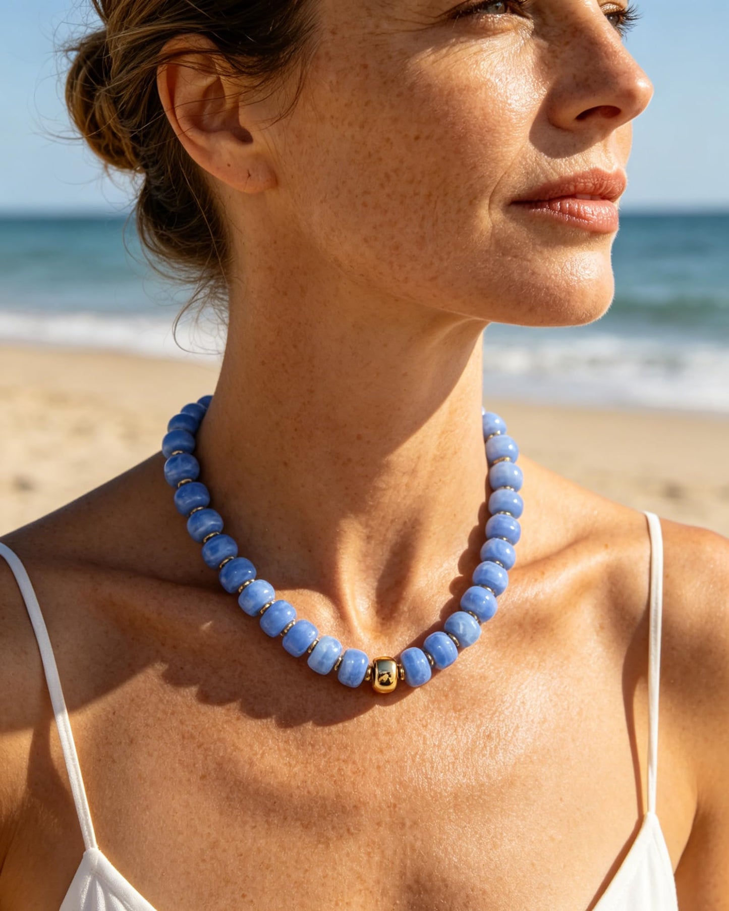 Chunky Beaded Statement Necklace for Women Trendy Colorful Boho Resin Bead Choker Necklaces Summer Handmade Jewelry Gifts Accessories