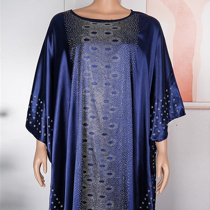 HD African Dresses for Women Fashion Beading Rhinestone Kaftan Maxi Dress