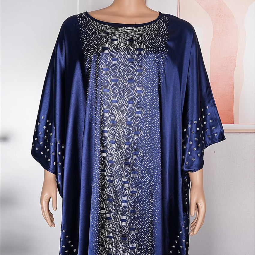 HD African Dresses for Women Fashion Beading Rhinestone Kaftan Maxi Dress