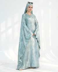 Luxury Dubai Style Abaya and Hijab Set, Breathable Modest Prayer Dress with Belt Loose Fit Muslim Robe