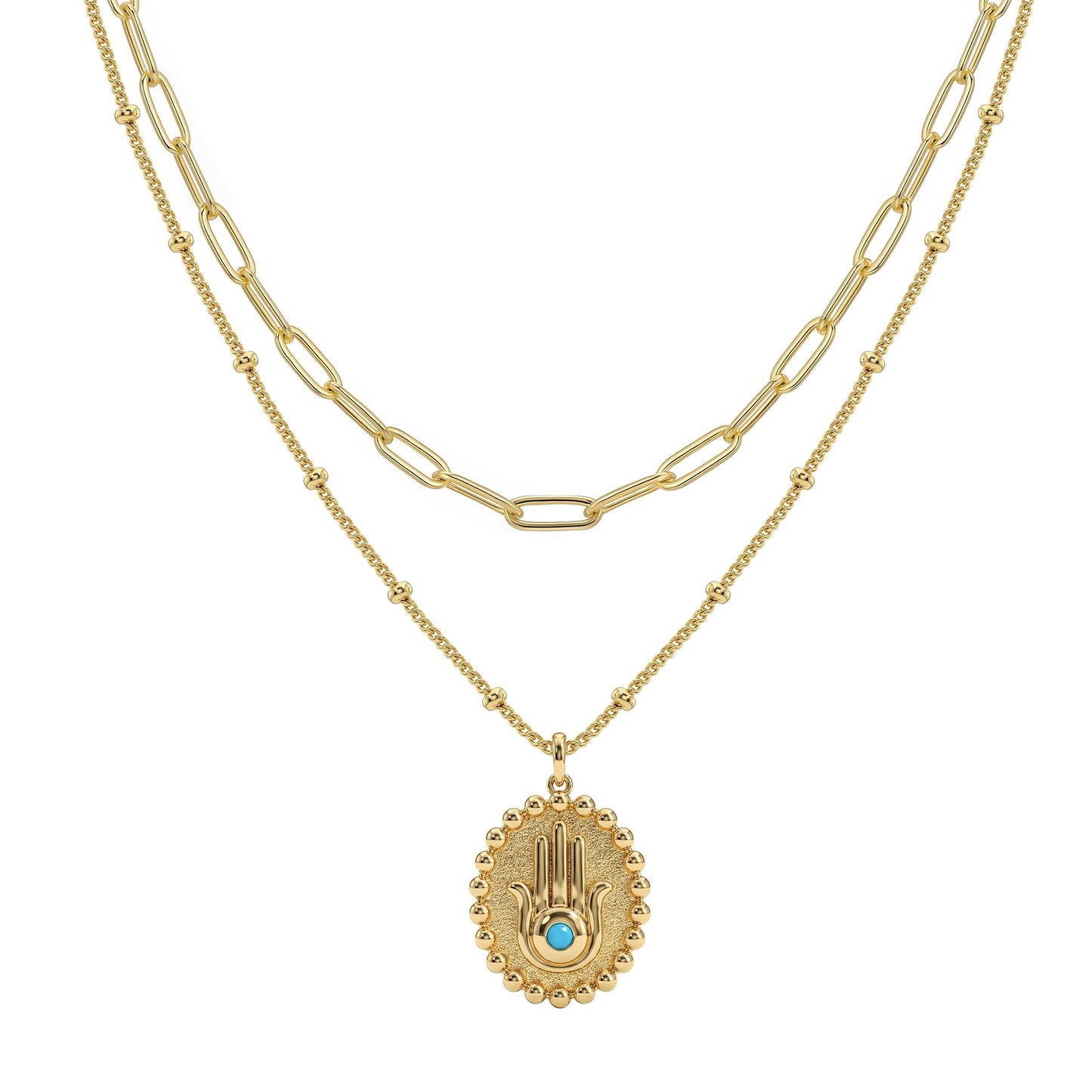 MEVECCO Layered Heart Necklace Pendant Handmade 18k Gold Plated Dainty Gold Choker Arrow Bar Layering Long Necklace for Women