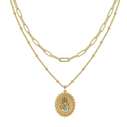 MEVECCO Layered Heart Necklace Pendant Handmade 18k Gold Plated Dainty Gold Choker Arrow Bar Layering Long Necklace for Women
