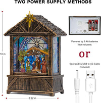 Nativity with Star Musical Lighted Water Creche with Swirling Glitter, Christmas Snow Globe Nativity Manger for Xmas with Music, Holiday Decorations Gifts for Family, Children or Friends