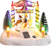 Bdor Christmas Village Lighted Decoration Musical Animated Display Christmas Collectible Santa Battery Operated Resin Indoor Decor