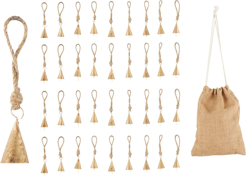 Deco 79 Rustic Metal Cowbell Decorative Bells, 4" x 3" x 29.01", Gold