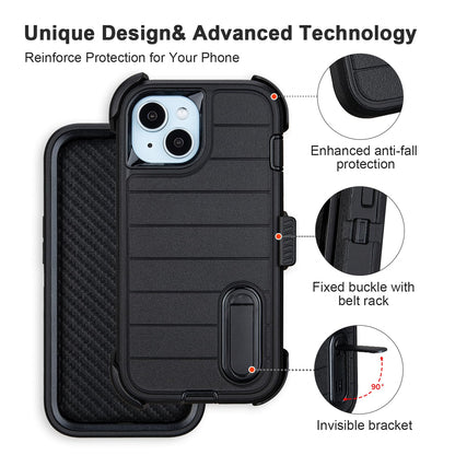 for Black Case iPhone 14 Case with Belt Clip, for Shockproof Case iPhone 14 Heavy Duty,3 Layers of Sturdy,Anti-Drop,Military-Grade Defender Cover for iPhone 14 Case Black