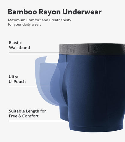DAVID ARCHY Mens Trunks Underwear Soft Breathable Rayon Made from Bamboo Trunk No Fly Pouch
