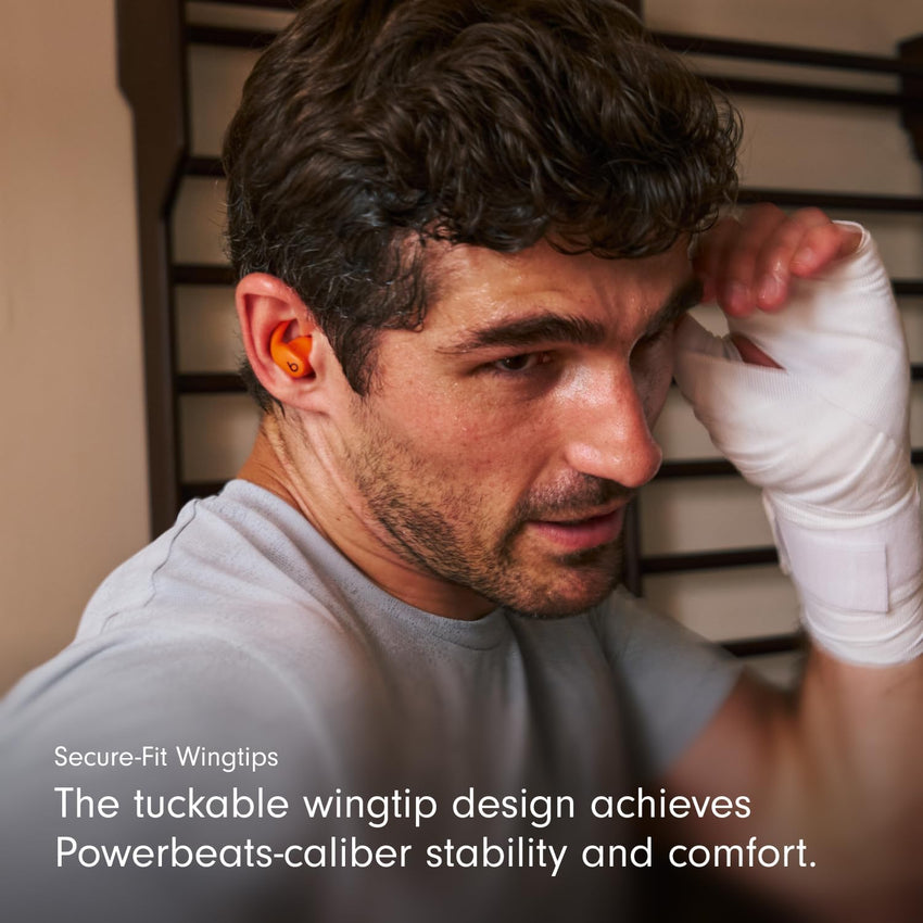 Beats - Powerbeats Fit - Wireless Noise-Cancelling Workout Earbuds with Ultimate Secure Fit, IPX4, Up to 30H of Battery Life & Charging case, Compatible with Apple & Android - Spark Orange
