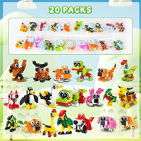 HOGOKIDS 60 Kinds Party Favors for Kids, 20 Pack 3-in-1 Animals Building Block Toy Sets for Goodie Bags Stocking Stuffer Classroom Prizes Birthday Christmas Easter Gifts for Boys Girls Ages 6-12+