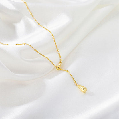 M MOOHAM Gold Necklace for Women Non Tarnish - Dainty 14K Gold Plated Beaded Chain Small Pendant Necklaces Simple Pearl Circle Beads Teardrop Pendant Necklace for Women Trendy Jewelry Gifts