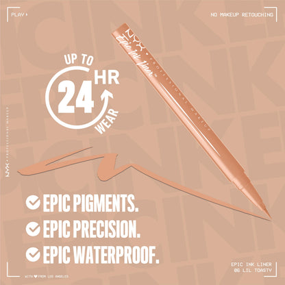 NYX PROFESSIONAL MAKEUP Epic Ink Liner, Waterproof Liquid Eyeliner - Black, Vegan Formula