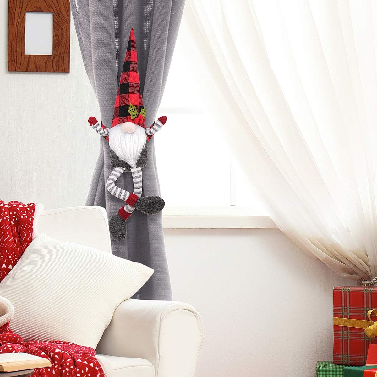 D-FantiX Christmas Curtain Tieback Buckle Set of 2, Mr and Mrs Gnome Curtain Tiebacks Holder Fastener Buckle Window Christmas Ornaments Decorations Home Décor 2025