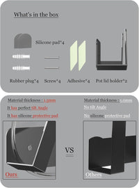 NOTMBESTM Pot Lid Organizer, 2 Pack Lid Holders Inside Cabinet, Wall Mount Rack Fit for Cutting Board, Fixed by Adhesive or Screw (Black)