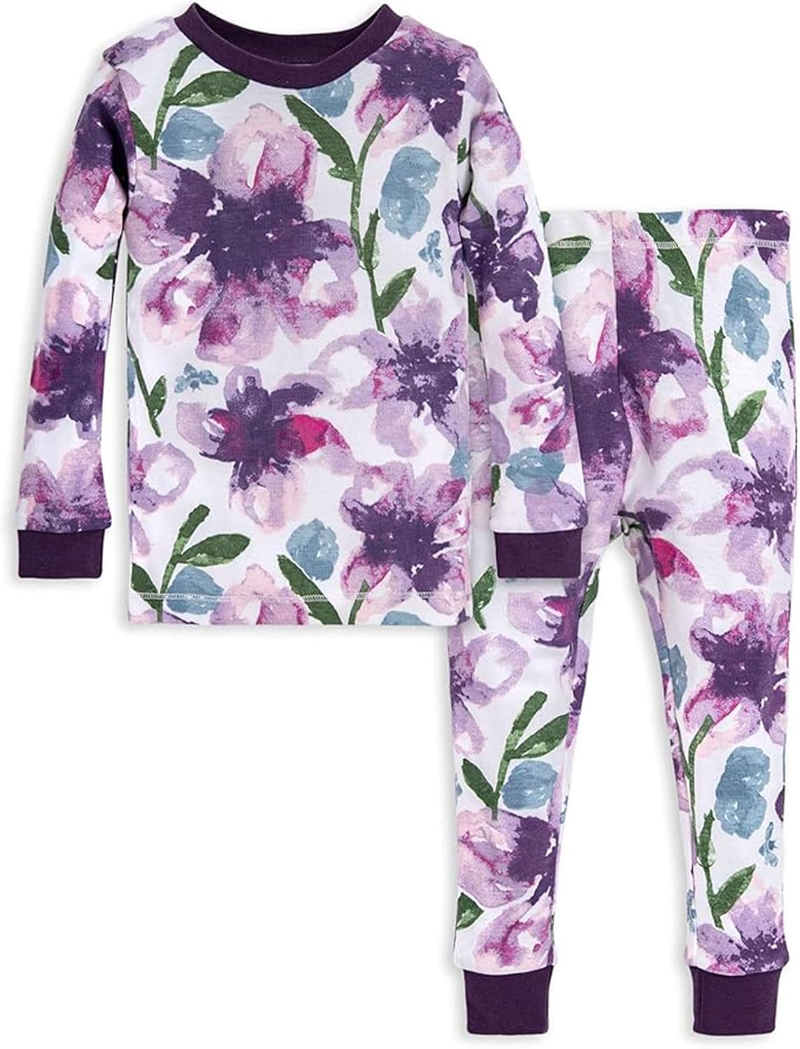 Burt's Bees Baby Girls' Pajamas, 2-Piece Long Sleeve Tee and Pants Organic Cotton PJ Set