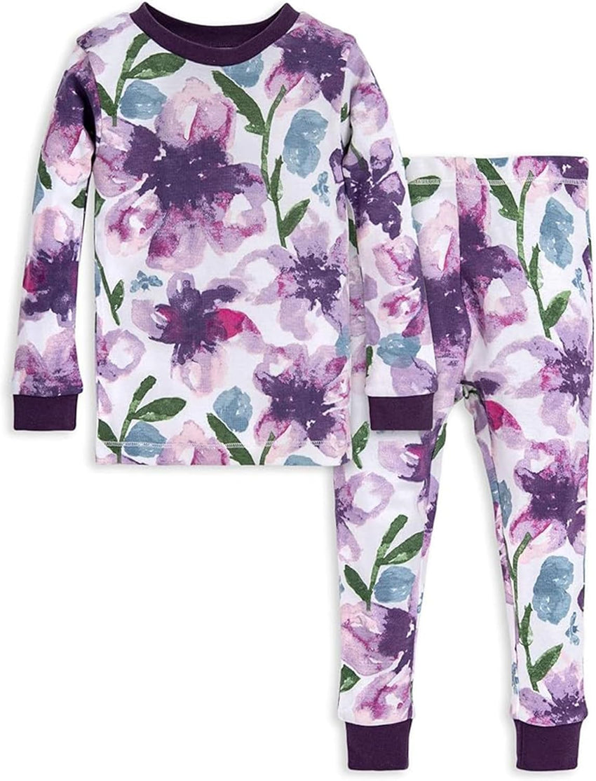 Burt's Bees Baby Girls' Pajamas, 2-Piece Long Sleeve Tee and Pants Organic Cotton PJ Set