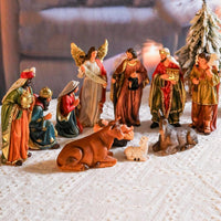 Yinns 9.8 Inch Christmas Nativity Sets, Light Up Nativity Scene Indoor, Manger Nativity Scene Figures Set Holy Family Christmas Tabletop Decotation