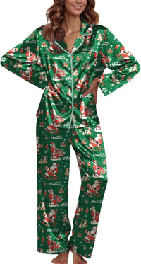 Ekouaer Pajamas For Women Set Silk Pjs 2 Piece Satin Sleepwear Long Sleeve Button Down Lounge Sets With Pant