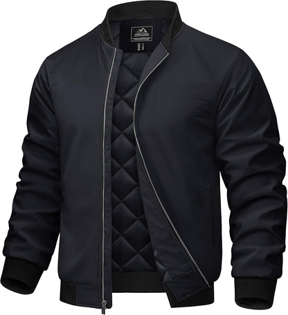 7DAY'S Mens Bomber Jackets Casual Fall Winter Warm Windbreaker Full Zip Windproof Outwear Color-Blocking Coats