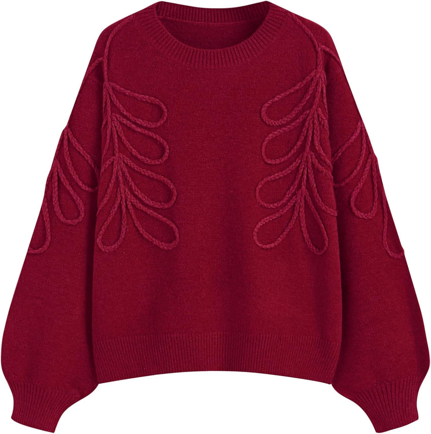 CIDER Women's Oversized Sweaters Long Sleeve Round Neck Tops Knit Pullover Sweater