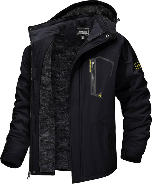 7DAY'S Men's Winter Skiing Jackets Water Resistant Fleece Coats Insulated Thermal Snowboard Jacket Parka Raincoat with Hood
